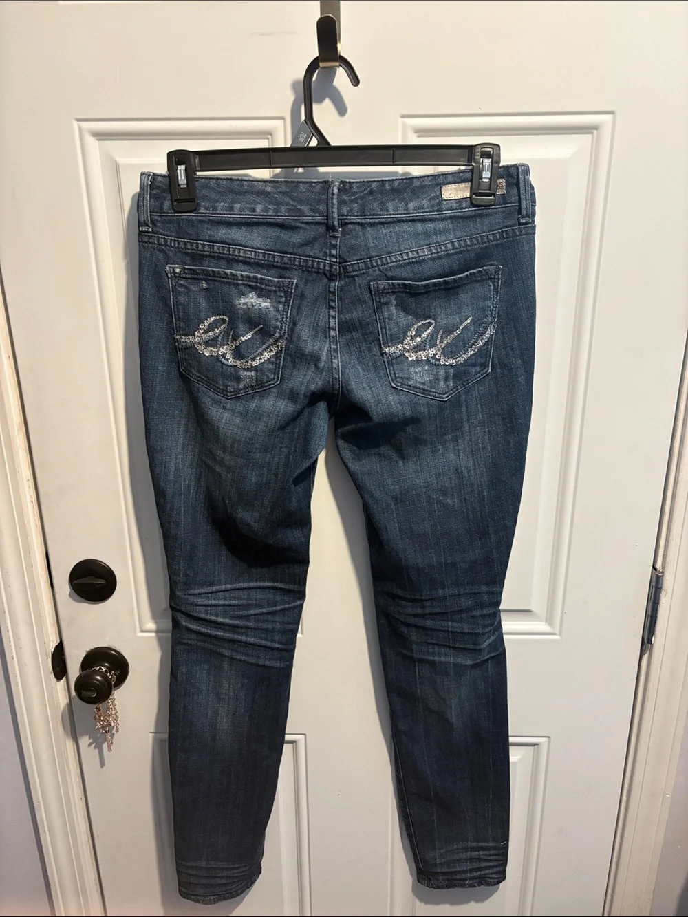 Express Indigo Washed Ripped Skinny Jeans - Picture 2 of 3